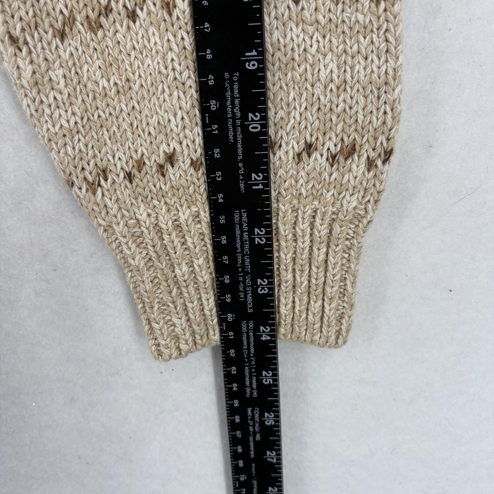 Vintage St Johns Bay Sweater Mens Large Beige Ramie Cotton Linen Geometric 90s - Picture 8 of 11